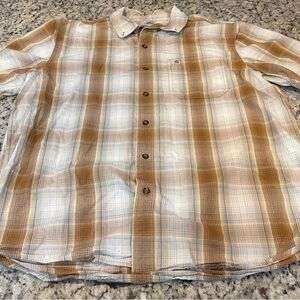 Carhartt Men's Casual Plaid Shirt in Brown and White